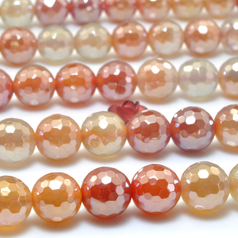 Rainbow Agate Titanium Coated Faceted Round Loose Beads Wholesale Gemstone Semi Precious Stone for Jewelry Making Bracelets