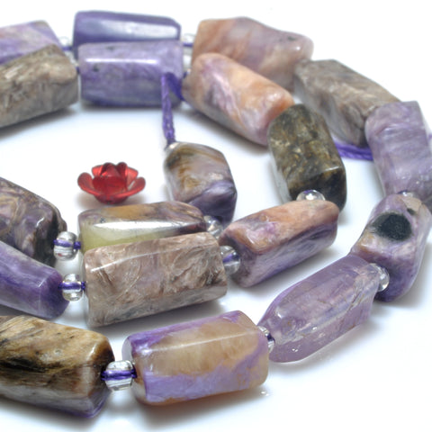 Natural purple charoite faceted tube irregular tube beads gemstone wholesale jewelry making bracelet diy stuff