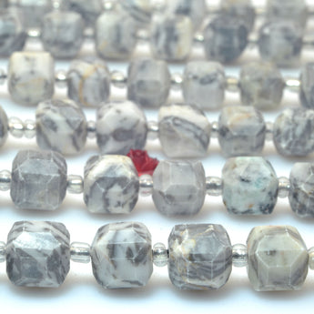 Natural Picasso Jasper faceted cube loose beads gray map stone wholesale gemstone for jewelry making