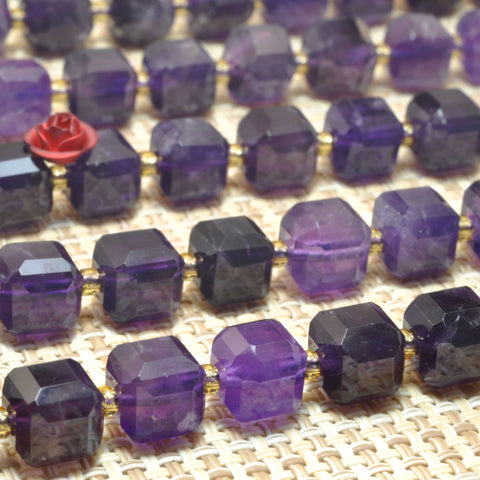 Natural Amethyst Dark Purple Stone faceted cube loose beads wholesale gemstones for jewelry making DIY