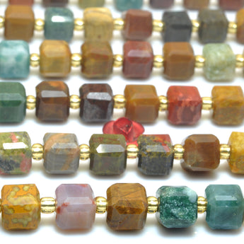 Natural Ocean Agate Multicolor Stone Faceted Cube loose beads wholesale gemstone for jewelry making DIY