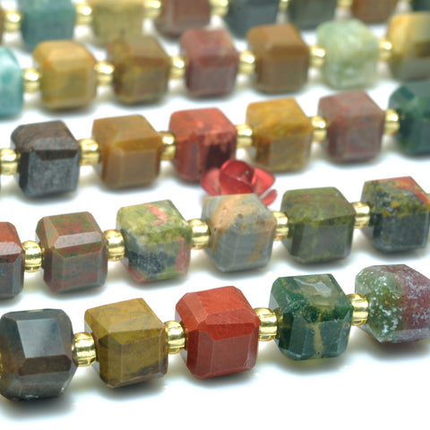Natural Ocean Agate Multicolor Stone Faceted Cube loose beads wholesale gemstone for jewelry making DIY