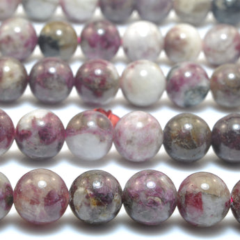 Natural Tourmaline Dark Red stone smooth round loose beads wholesale gemstone for jewelry making bracelets DIY