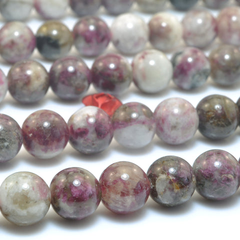 Natural Tourmaline Dark Red stone smooth round loose beads wholesale gemstone for jewelry making bracelets DIY