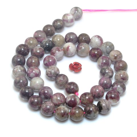 Natural Tourmaline Dark Red stone smooth round loose beads wholesale gemstone for jewelry making bracelets DIY