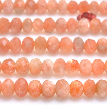 Natural Orange Golden Sunstone faceted rondelle loose beads wholesale gemstone for jewelry making