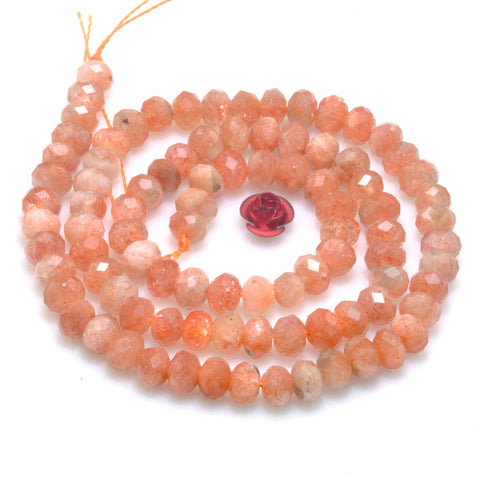 Natural Orange Golden Sunstone faceted rondelle loose beads wholesale gemstone for jewelry making
