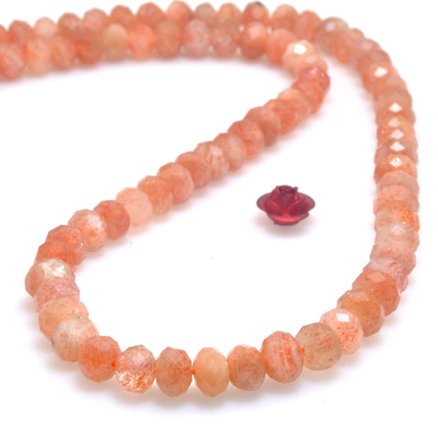 Natural Orange Golden Sunstone faceted rondelle loose beads wholesale gemstone for jewelry making