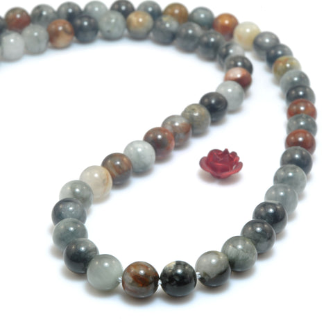 Natural Eagle Eye Gray Hawk Eye smooth round loose beads gemstone wholesale for jewelry making bracelet