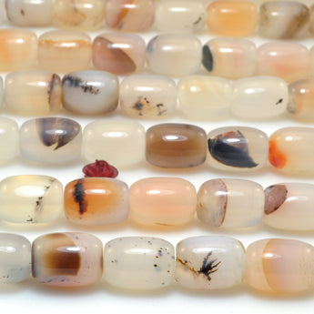 Natural Ocean Chalcedony Dendritic Agate smooth barrel drum beads wholesale  gemstone for jewelry making DIY