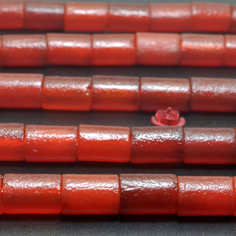 Carnelian stone frosted matte tube loose beads red agate gemstone wholesale for jewelry making bracelet DIY