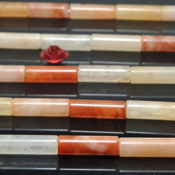 Natural Red Aventurine smooth tube beads wholesale gemstone for jewelry making DIY bracelets