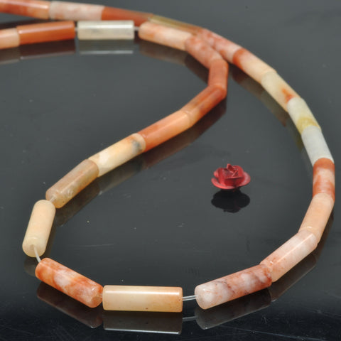 Natural Red Aventurine smooth tube beads wholesale gemstone for jewelry making DIY bracelets