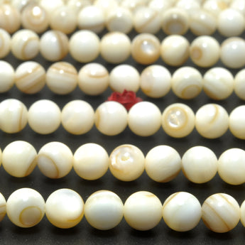 Natural Banded Shell smooth round beads wholesale gemstone for jewelry making 6mm