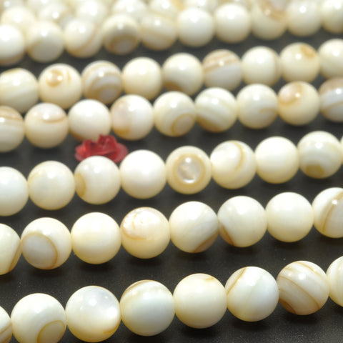 Natural Banded Shell smooth round beads wholesale gemstone for jewelry making 6mm