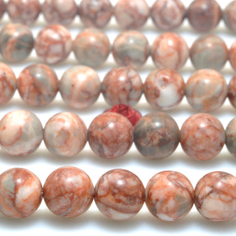 Natural Red Spider Web banded Jasper Smooth round beads wholesale marble gemstone for jewelry making