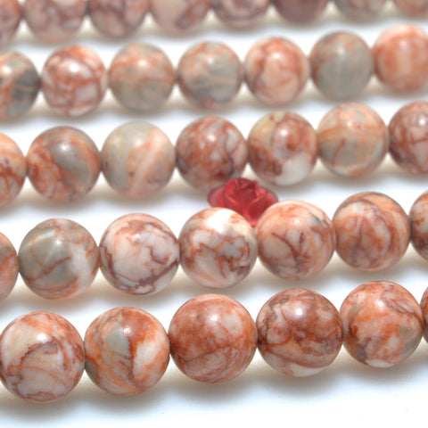 Natural Red Spider Web banded Jasper Smooth round beads wholesale marble gemstone for jewelry making