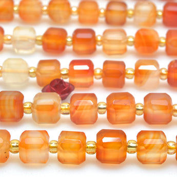 Natural Rainbow Agate orange red faceted cube beads wholesale loose gemstone for jewelry making DIY