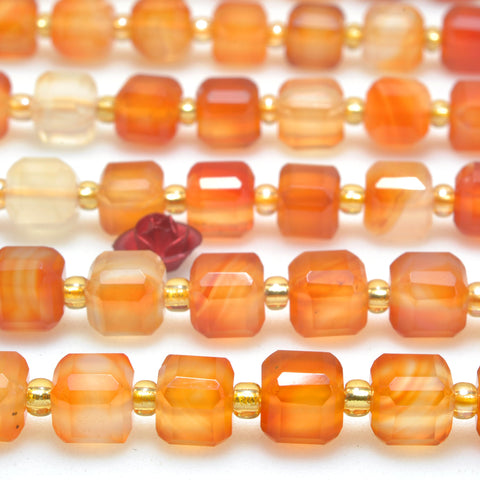 Natural Rainbow Agate orange red faceted cube beads wholesale loose gemstone for jewelry making DIY
