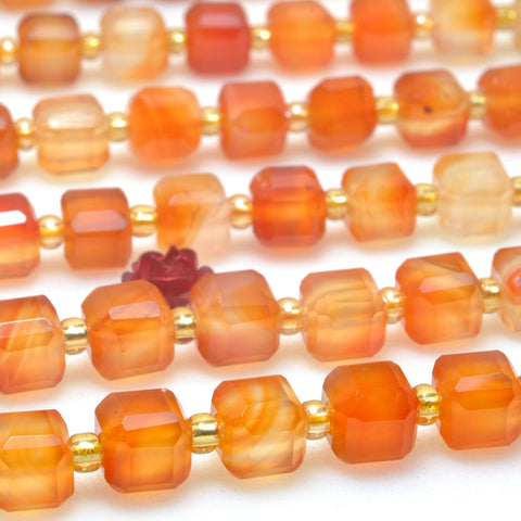Natural Rainbow Agate orange red faceted cube beads wholesale loose gemstone for jewelry making DIY