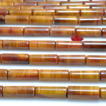 Natural Yellow Tiger Eye smooth tube loose beads wholesale gemstone for jewelry making DIY