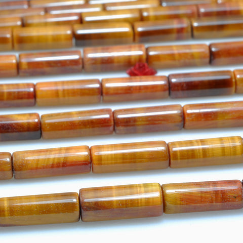 Natural Yellow Tiger Eye smooth tube loose beads wholesale gemstone for jewelry making DIY