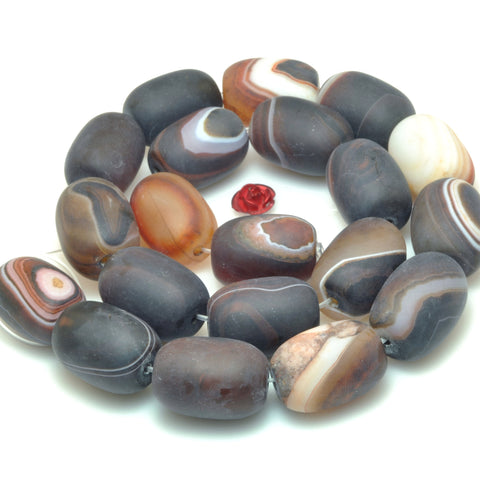 Rainbow Banded Agate matte barrel drum beads gemstone wholesale for jewelry making supplies