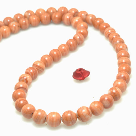 Natural Red Malachite Stripe Jasper smooth round beads wholesale gemstone for jewelry making DIY