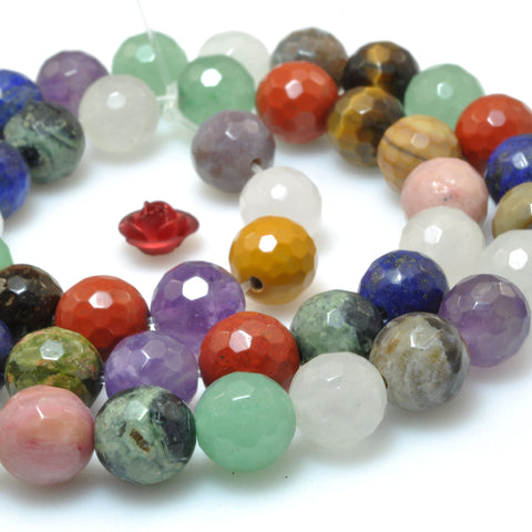 YesBeads Natural mix gemstones faceted round beads multicolor stone wholesale jewelry making DIY