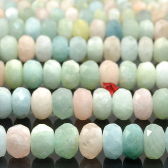 Natural Morganite Multicolor gemsotne faceted rondelle beads wholesale semi preciouse stone for jewelry making DIY
