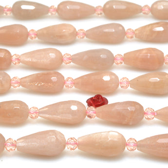 Natural Sunstone faceted teardrop loose beads wholesale gemstone semi precious stone for jewelry making DIY