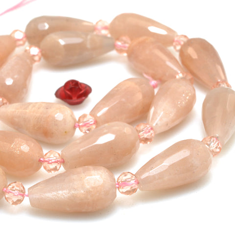 Natural Sunstone faceted teardrop loose beads wholesale gemstone semi precious stone for jewelry making DIY