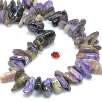 YesBeads natural purple Charoite smooth nugget dagger stick chip beads gemstone 16"