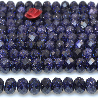 Blue Sandstone faceted rondelle loose beads gemstone wholesale jewelry making bracelet necklace DIY