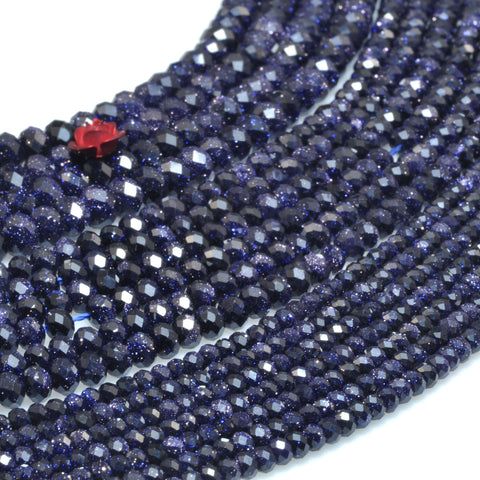 Blue Sandstone faceted rondelle loose beads gemstone wholesale jewelry making bracelet necklace DIY