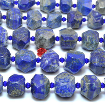 YesBeads natural Lapis Lazuli gemstone faceted nugget chunk beads wholesale 15"