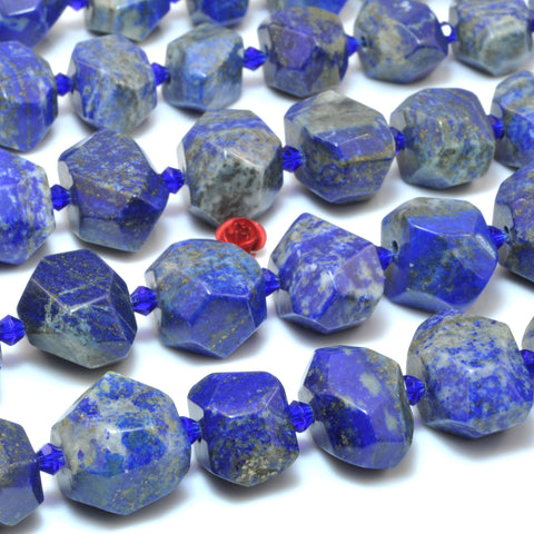 YesBeads natural Lapis Lazuli gemstone faceted nugget chunk beads wholesale 15"