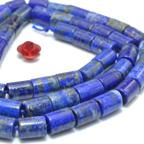 YesBeads natural Lapis Lazuli gemstone smooth tube beads wholesale 5x7mm 15"