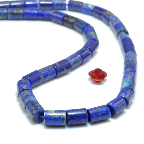 YesBeads natural Lapis Lazuli gemstone smooth tube beads wholesale 5x7mm 15"