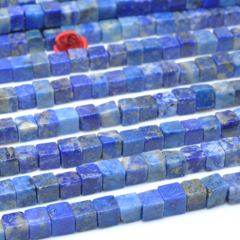 Natural Lapis Lazuli  smooth square cube beads wholesale gemstone for jewelry making 4mm