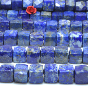 Natural Lapis Lazuli faceted cube loose beads gemstone wholesale for jewelry making bracelets necklaces DIY 8mm 15"