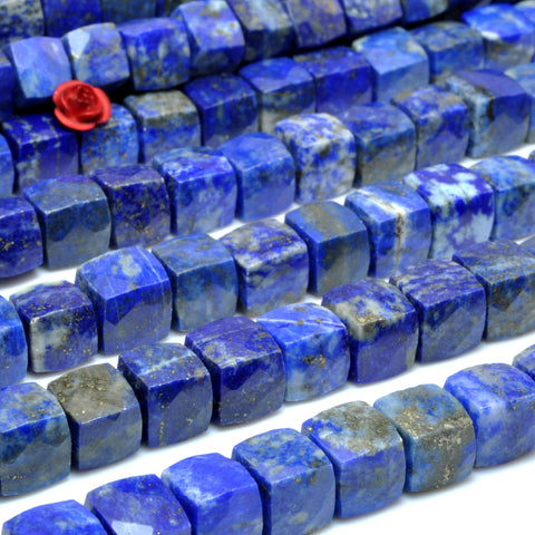 Natural Lapis Lazuli faceted cube loose beads gemstone wholesale for jewelry making bracelets necklaces DIY 8mm 15"