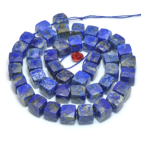 Natural Lapis Lazuli faceted cube loose beads gemstone wholesale for jewelry making bracelets necklaces DIY 8mm 15"