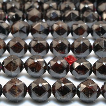 YesBeads Natural garnet diamond cut faceted round beads loose gemstone wholesale jewelry making bracelet diy stuff
