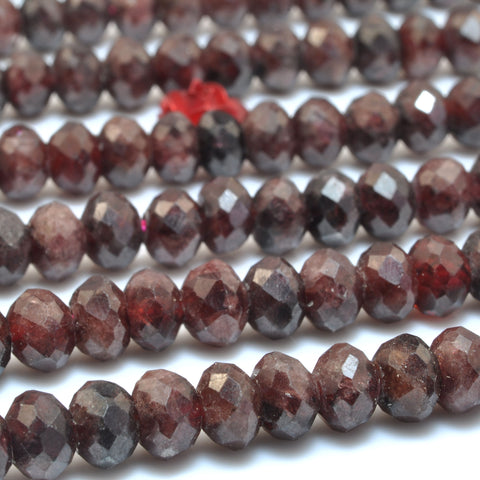 Natural Red Garnet faceted rondelle loose beads whoelsale gemstone for jewelry making