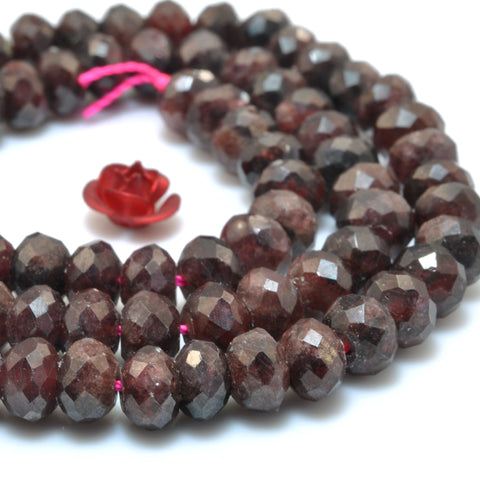 Natural Red Garnet faceted rondelle loose beads whoelsale gemstone for jewelry making