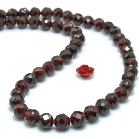 YesBeads natural Red Garnet faceted round loose beads wholesale gemstone 15" 64faces