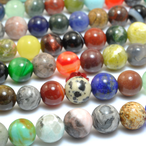 Natural Mix Gemstone Multicolor Stone smooth round loose beads wholesale for jewelry making DIY