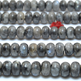 Natural Black Labradorite smooth rondelle beads larvikite stone wholesale gemstone for jewelry making bracelet necklace