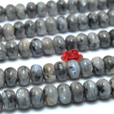 Natural Black Labradorite smooth rondelle beads larvikite stone wholesale gemstone for jewelry making bracelet necklace